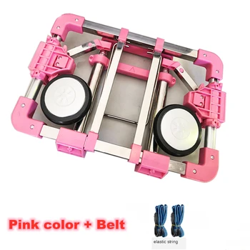 

E-FOUR Folding Hand Truck and Dolly Cart Portable Folding Hand Cart with Telescoping Handle and Rubber Wheels Pink