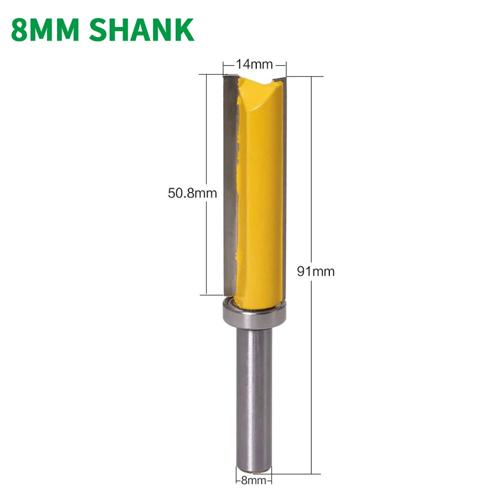 

1PC 8MM Shank Milling Cutter Wood Carving Template Trim Hinge Mortising Router Bit Straight End Mill Cleaning Flush Trim Tenon