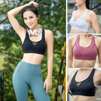 

Women Ladies Seamless Fitness Bras Solid Color Padded Sports Bra Stretch Workout Tank Top S-XL