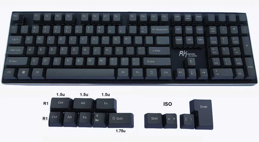 OEM черные толстые PBT брелки ANSI ISO раскладка верхняя печать боковой печати пустой для Cherry MX Переключатель механической клавиатуры