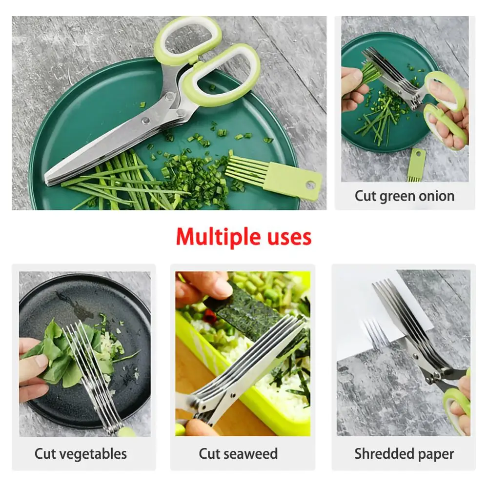 

2 Type Layer Vegetable Scissors Five-layer Office Paper Shredding Scissors Kitchen Vegetable Scissors Kitchen Accessories Tools