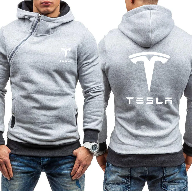 Мужские толстовки Tesla Car с принтом логотипа Повседневная Хип-Хоп Толстовка Harajuku Флисовая теплая толстовка с капюшоном мужская молния куртка - Цвет: 804