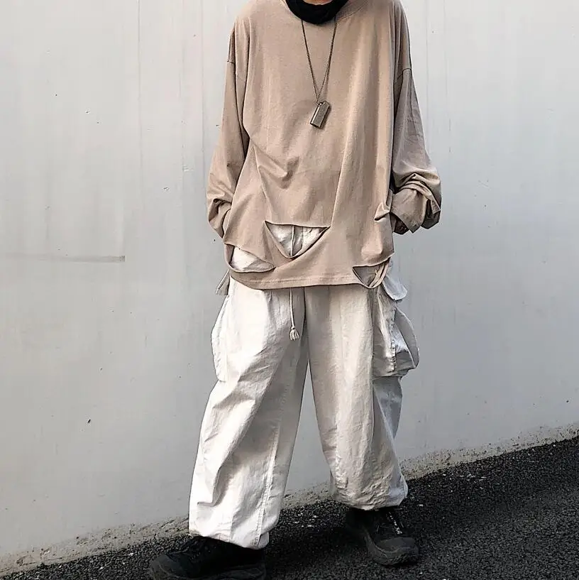 Осенняя панк хип хоп футболка с длинным рукавом с большими отверстиями для мужчин и женщин негабаритная винтажная уличная одежда harajuku ретро футболки топы