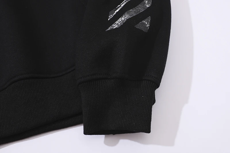 Принт Морской спрей в полоску 19ss Off-White OW для мужчин/женщин Осень Зима Хлопок Мода Повседневная Свободная Толстовка с капюшоном куртка