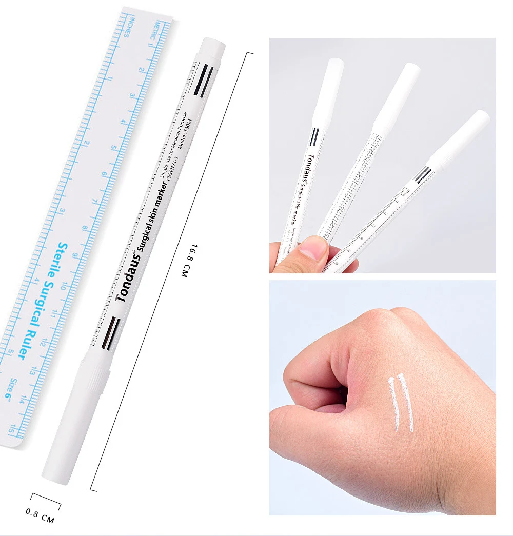 Marcador de piel para tatuaje de cejas, accesorios de herramienta, tatuaje con rotulador de Regla de medición, posición de Microblading, blanco, 1 Uds.