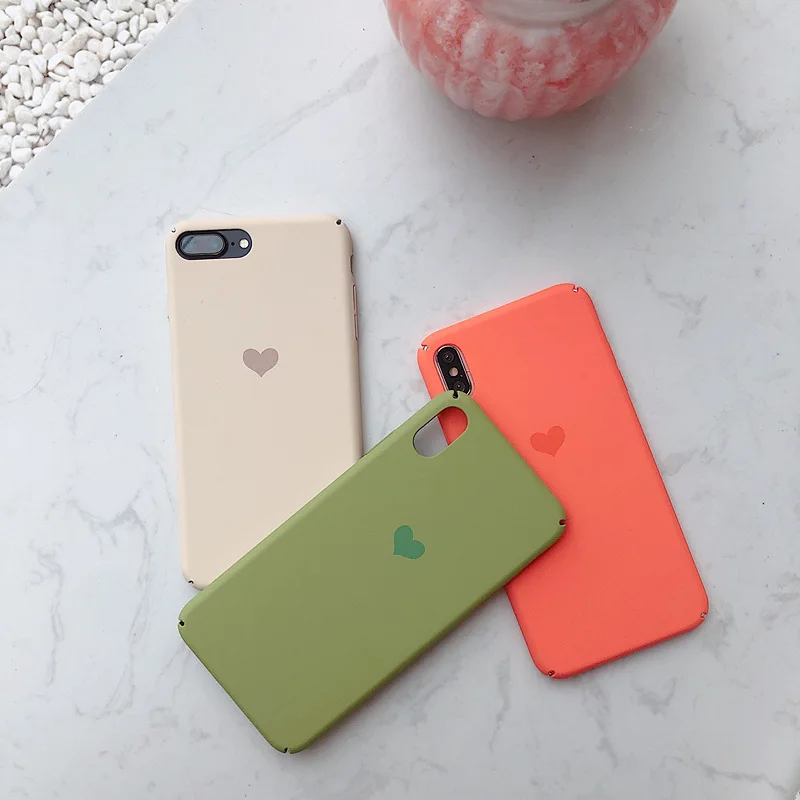 Simple Solid color Love Heart Korean Phone Case For iPhone 11 Pro Max X Xs XR Xsmax 7 Puls 6 6S 8 Cases Hard PC Cover |