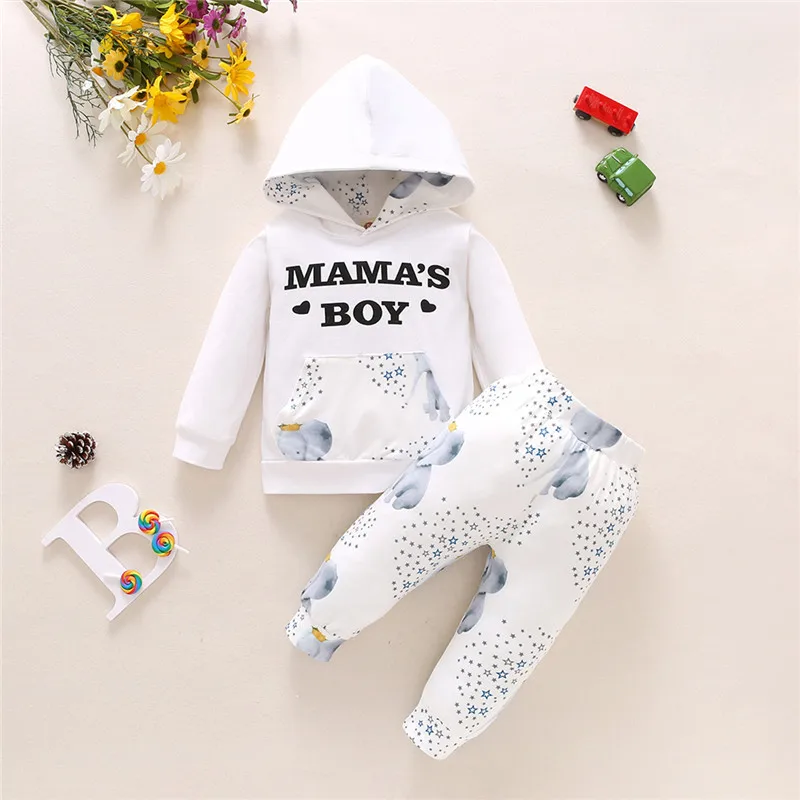 

Baby Girl Boys Clothes Set Newborns Undefined Outfits Cotton Hooded Top Print Pants Ropa Bebe Vetement Bebe деская одежда