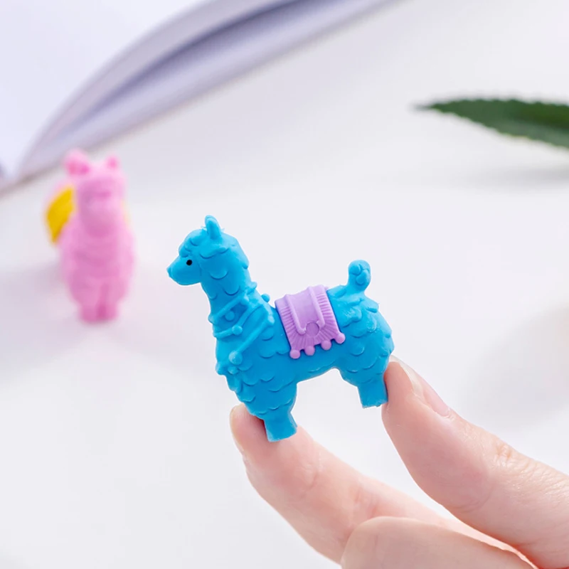 36pcs Alpaca Pencil Eraser Cute Cartoon sheep Rubber Eraser For Kids Girls Gifts Novelty School Stationery Correction Supplies