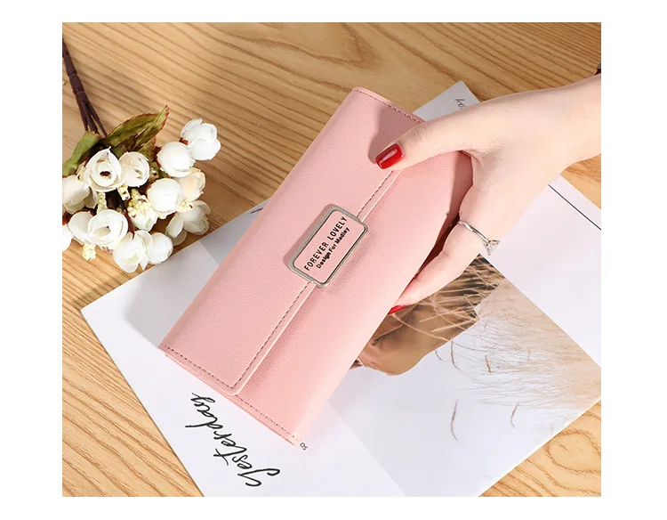 Emerald High-Quality 3 Fold Women'S Wallet Large Capacity Pu Leather Long Wallet Clutch Coin Purse Card Holder