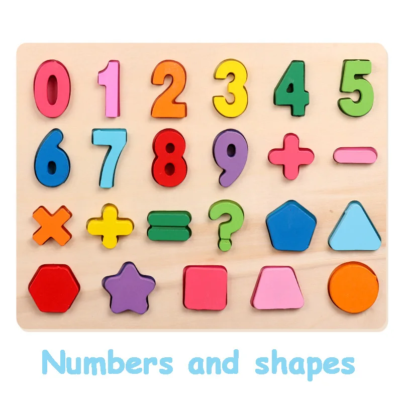 Digital Letters Pairing Board Toys For Children Baby Early Educational Puzzle Toys Wood Digital Color Matching Shape Sorter - Цвет: Numbers and Shapes