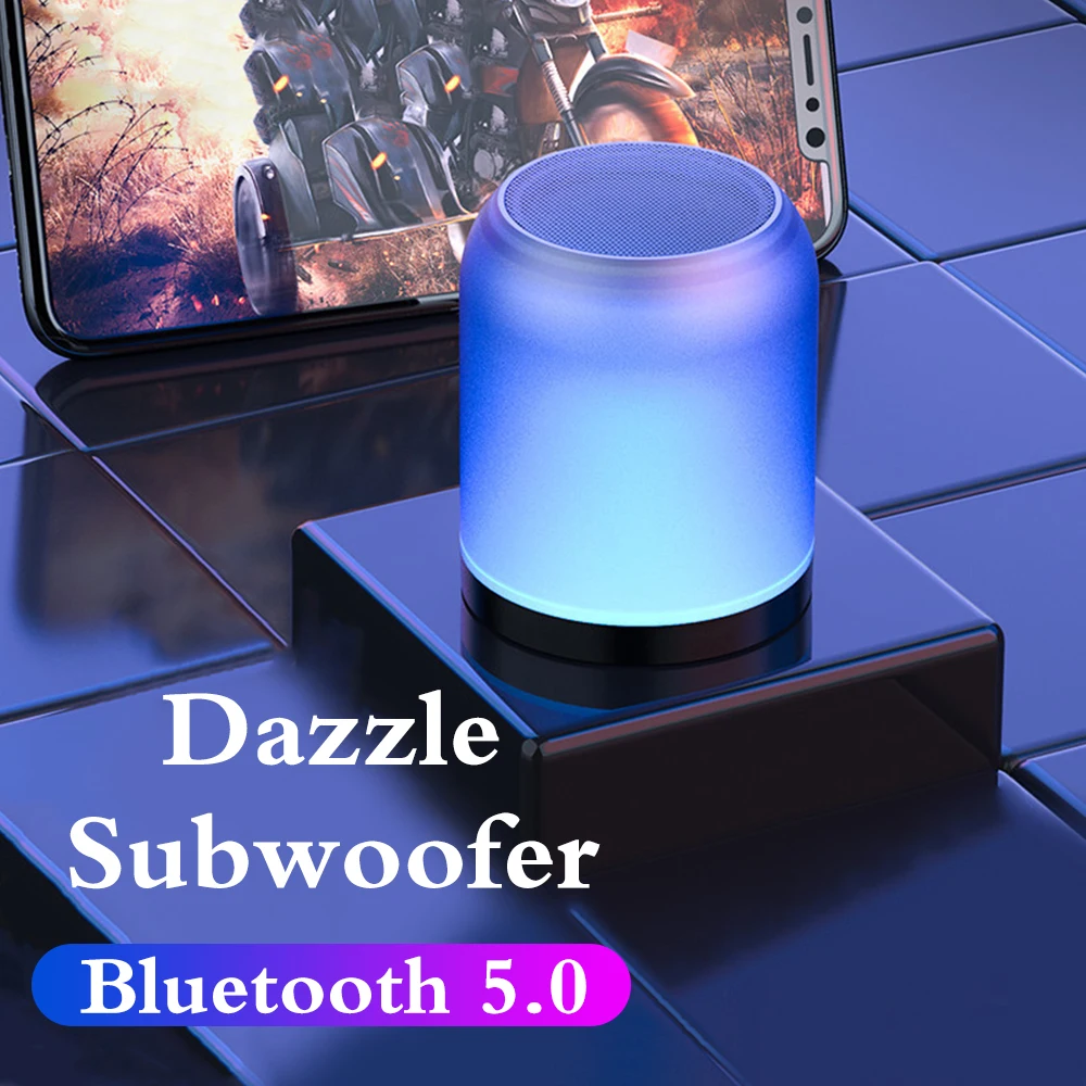 

Portable Wireless Bluetooth Speaker Colorful LED Light 3D Bass Surround Sound HIFI Loudspeaker Gift Music for Phone Laptop