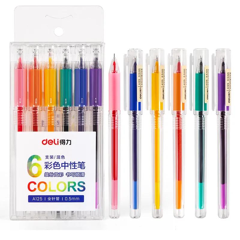 6 шт./упак. 0,5 мм Цвет чернила простота чернила для гелевой ручки рекламные подарочные канцелярские товары для школьных и канцелярских товаров