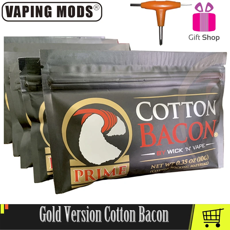 

Cotton Bacon Vape Cotton Gold Version Wick Cotton Bacon For RDA RBA Atomizer E Cigarettes Vape Accessories