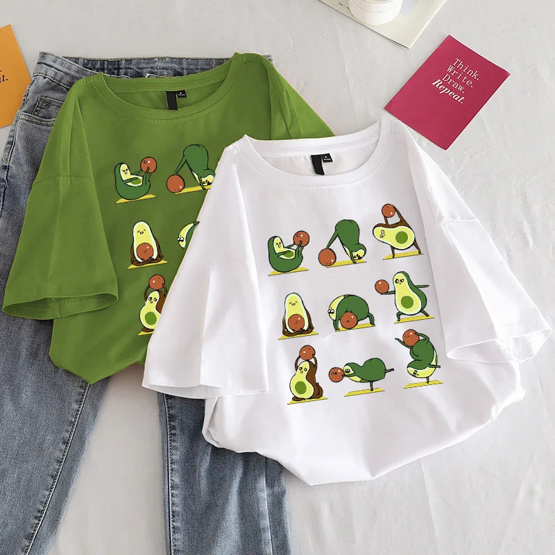 New Avocado Shirt Vegan T Shirt Women Harajuku Kawaii Short Sleeve T-shirt Vogue 90s Korean Style Tshirt Fashion Top Tees Female