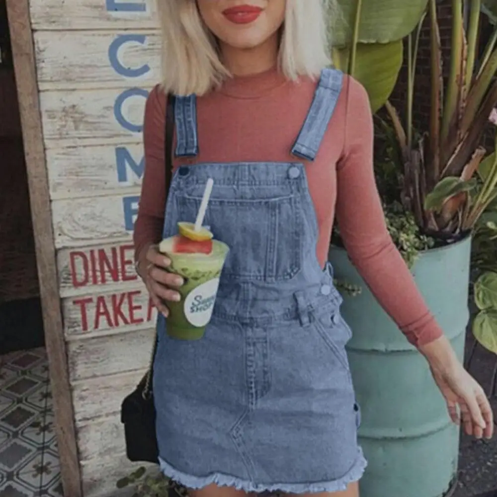 denim dungaree dress