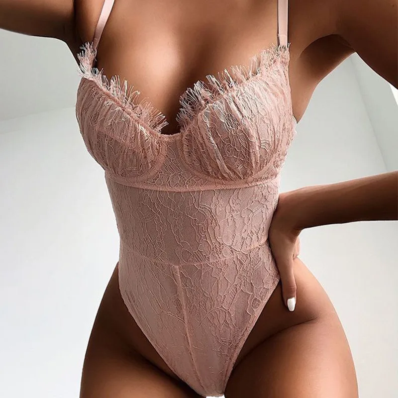 pink lace bodysuit women06