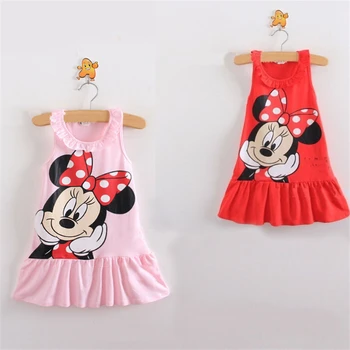 

Baby Girls Dress For Baby Girls Cartoon Minnie Lovely Dress Striped Short Sleeve Princess Dress Kids Girls clothes