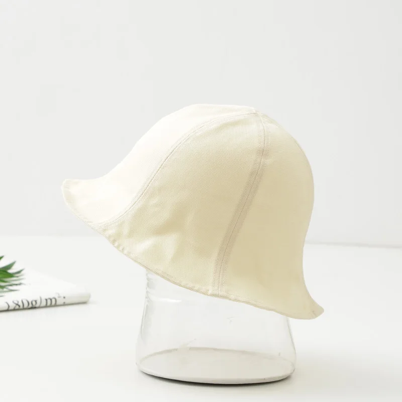 Free shipping High Quality Bucket Hats Women Foldable Cotton Curving Brim Fishing Outdoor Sun Caps Hunting Visor Floppy Chapeau - Цвет: Бежевый