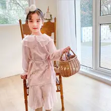 Новое платье с оборками для девочек модные весенние хлопковые платья для девочек 3-8 лет C530