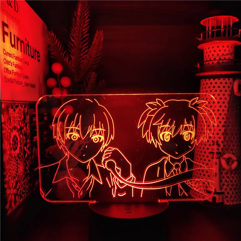 Assassination Classroom Akabane Karma and Shiota Nagisa Figure Led Night Light Anime 3d Lamp Bedroom Decor Table Lamp Kids Gifts unicorn night light