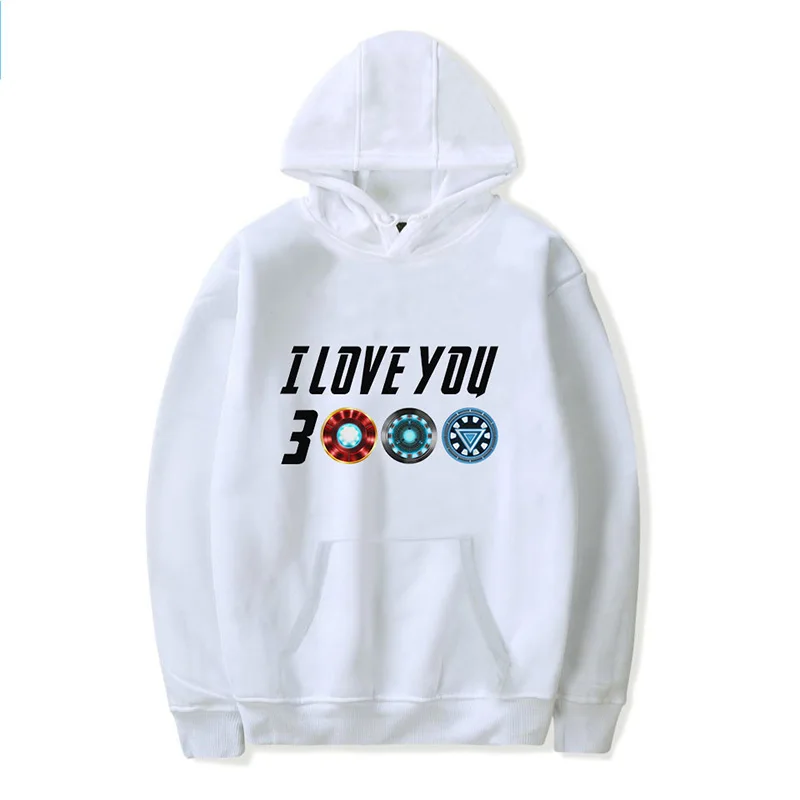 I Love You 3000 толстовка с капюшоном костюм Железного человека толстовка с принтом осенне-зимняя одежда Высокое качество Плюс дропшиппинг - Цвет: White 2