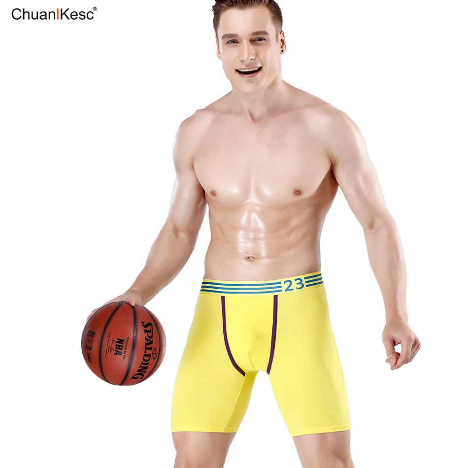 Men's Lengthened Boxers Running And Playing Basketball Comfortable Anti Abrasion Leg Underwear High Quality Cotton Sports Shorts