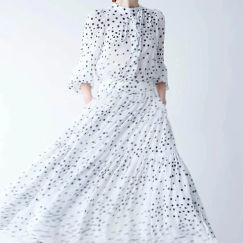 

Runway Retro Print Dot Dot Bow Short-Term Shirt Elegant Temperament Half Skirt Women'S Two-Piece Suit High Quality New Fashion