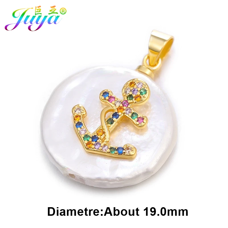 Juya Micro Pave многоцветные кристаллы любовь животное Рождество колокольчик узор в виде ракушки жемчуг кулон Подвески для изготовления модных ювелирных изделий - Окраска металла: Gold
