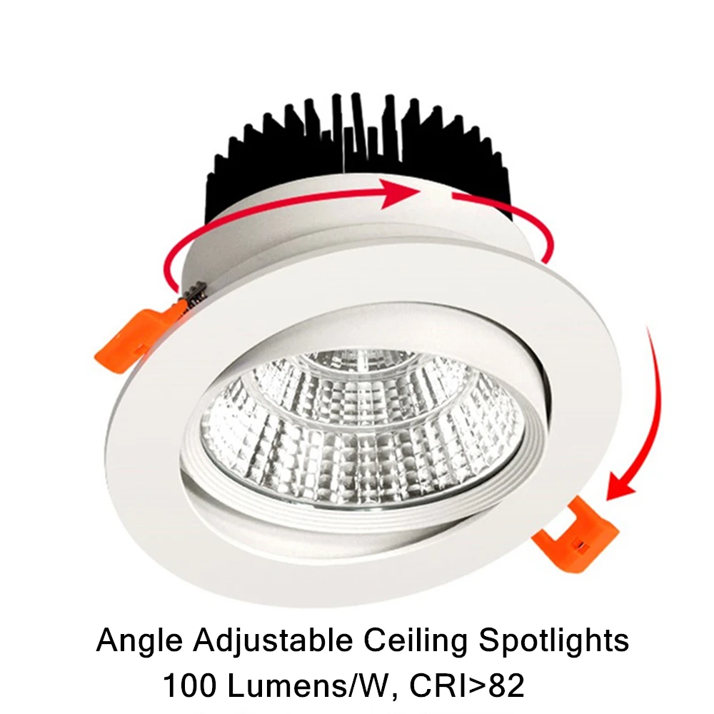 LED Downlight Recessed Ceiling Spotlight Angle Adjustable LED Recessed Downlights COB LED Spot Lights Dimmable 5W-12W