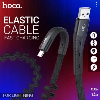 

hoco spring usb cable for lightning wire charging data sync phone charger cord for iPhone 11 Pro XS MAX XR X 8 7 6 stretching