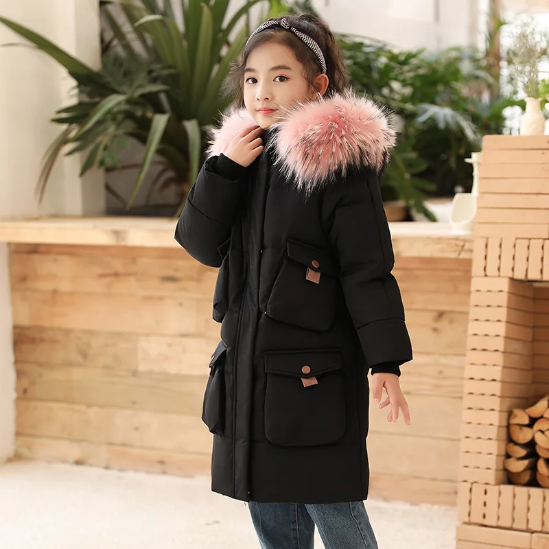 

HSSCZL Girls duck down jackets 2019 winter thicken girl duck coat outerwear overcoat child kids natural fur children's clothes