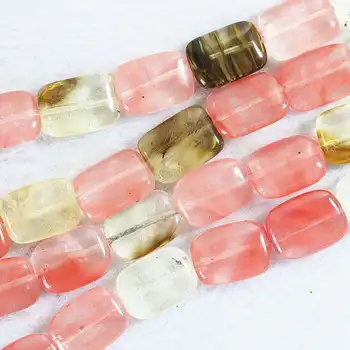 

fashion watermelon Tourmaline 10x14mm rectangle Shape round loose beads diy jewelry 15" B493