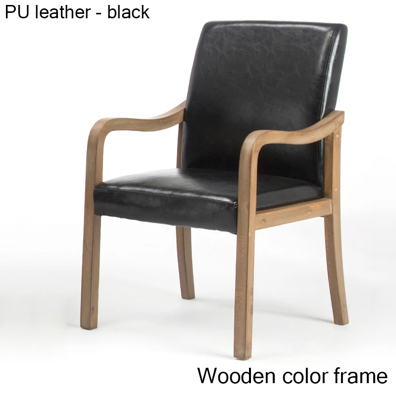 PU leather-black Современной плотной древесины столовая для обеденного стула ткань офисная Конференция ресторанное кресло с подлокотниками дома исследование гостиной стул из твердой древесины - Цвет: PU leather-black