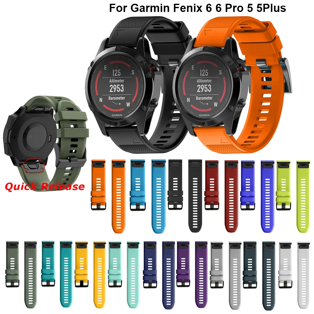 

26 22MM Silicone Quick Release Watchband Strap for Garmin Fenix 6X 6 6S Smartwatch Easyfit Wrist Band Straps Fenix 5X 5 5S 3 3HR