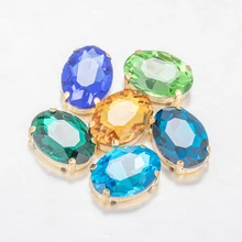 

Attractive Shining Oval Glass Crystal Strass Pretty Glass Rhinestones With Golden Flatback Claws Sew On DIY Garments Crafts Bags
