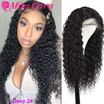 

Brazilian Deep Wave Lace Frontal Human Hair Wigs 180% Density Pre Plucked Remy Human Hair Wig 30 inch Transparent T Part Wigs