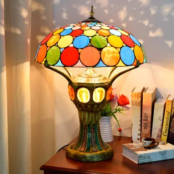 

50cm European Tiffany table lamp color glass high-end large living room bar front desk lobby decorative lamp