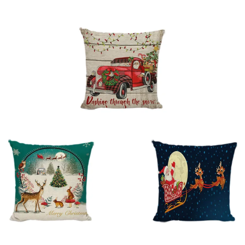 New Design Santa Claus Christmas Pillowcase Deer Truck Sofa Covers For Living Room Lounge Beach Decorative Cushion Cover | Дом и сад