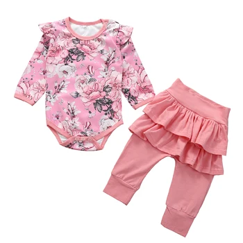 

Newborn Infant Baby Girl Clothes Set Floral Long Sleeve Ruffle Romper Leggings Pants Outfit Toddler Clothing Set 0-24M