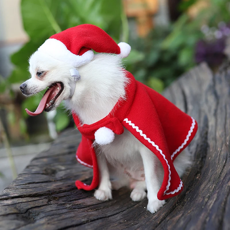 

Dog Hat And Jacket Set For Chrismas New Year Decoration Xmas Dog Costume For Small Dogs Cats Santa Claus Headwear For Pet 10E