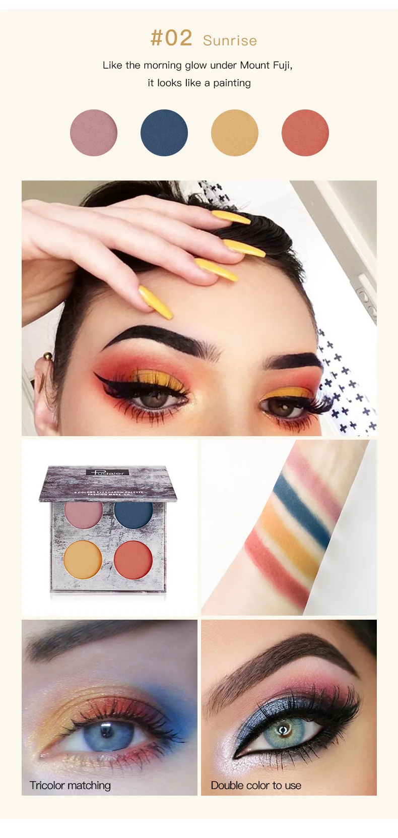 Всплеск-чернила пейзаж Четыре Цвета Тени для век Матовая перламутровая водостойкая анти-пот поперечная тени для век Красота Макияж - Цвет: 2
