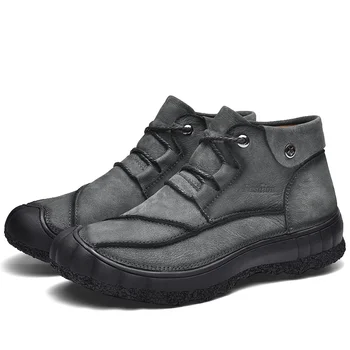 

Men Lace-up Shoes Winter Male Hiking Boots 2019 Winter Shoes Men Warm Casual Leather Fashion Comfortable Flat Boots *20198