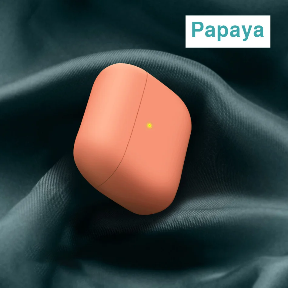 Официальный Мягкий силиконовый чехол для Apple Airpods Pro TPU полное покрытие для Airpods TWS Bluetooth наушники защитный чехол s - Цвет: papaya