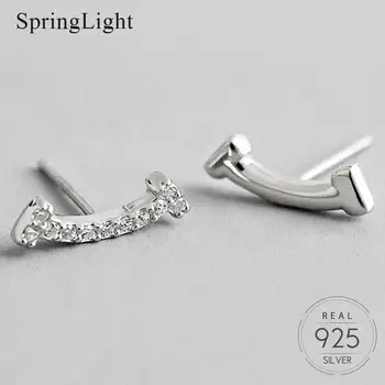 

Springlight Elegant Diamond Irregular Smiling Stud Earrings Real 925 Sterling Silver Handmade Fine Jewelry Earrings For Women