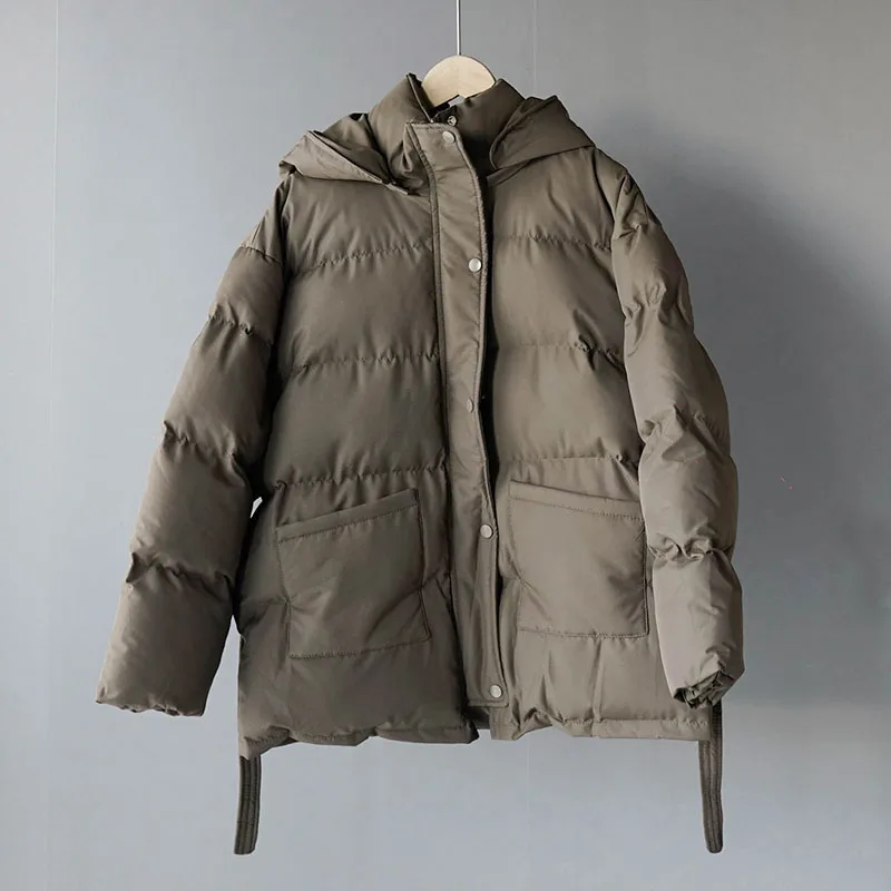 Günstig Frau Winter Mantel 2019 Koreanische Fashion Gürtel Baumwolle Gefütterte Jacken Weibliche Mit Kapuze Unten Jacken