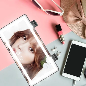 

RV Trucks Clear Sun Visor Illuminable Car Makeup Mirror Interior Decoration Vanity Glass SUVs Touch Switch With LED Lights