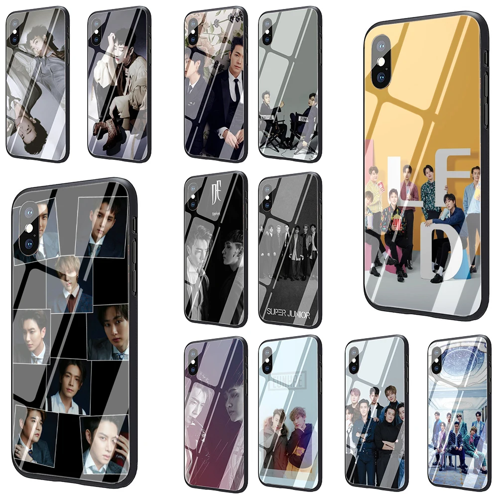 

EWAU KPOP Super Junior Glass Phone Cover Case for iphone 5 5s SE 6 6s Plus 7 8 Plus X XR XS 11 Pro Max