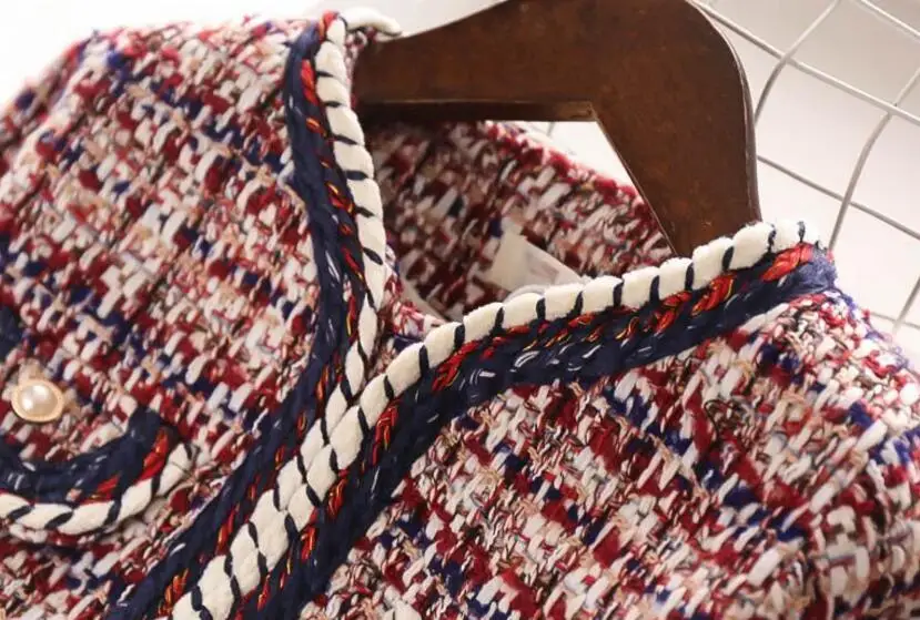 Осенние клетчатые комплекты из двух предметов для маленьких девочек куртка с карманами и платье без рукавов осенняя одежда для девочек детская одежда