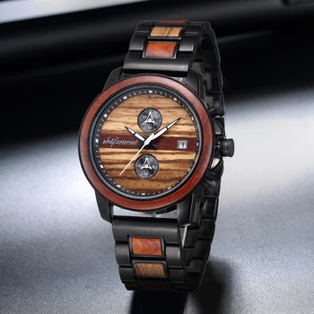 

Shifenmei Wooden Watch Men Quartz Wristwatch Men's Luxury Brand Sports Watch Chronograph Wood Watches Male Relogio Masculino