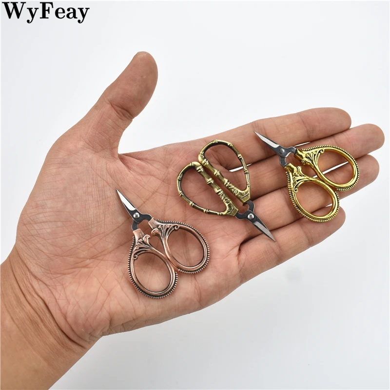 초소형 미니 가위, 레트로 포켓 앤티크 실 커터, 빈티지 DIY 자수, 크로스 스티치, 바느질 금가위, 6cm